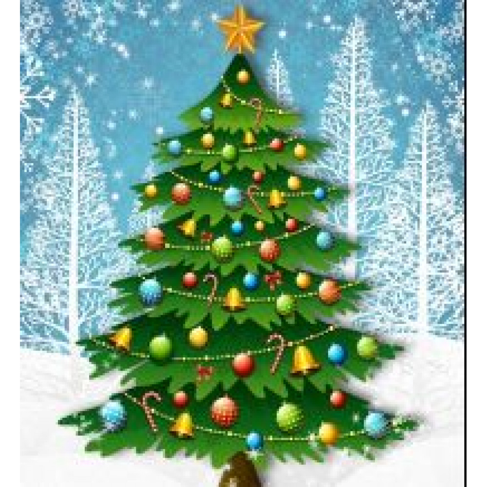 Новогоднее оконное украшение «Нарядная елочка», голография, с раскраской, 30×38см